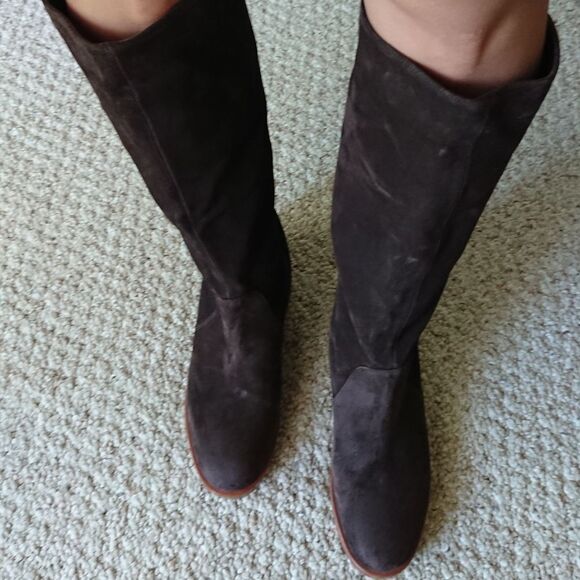 SERGIO ROSSI brown Suede below the knee boots size 7 - Picture 2 of 12